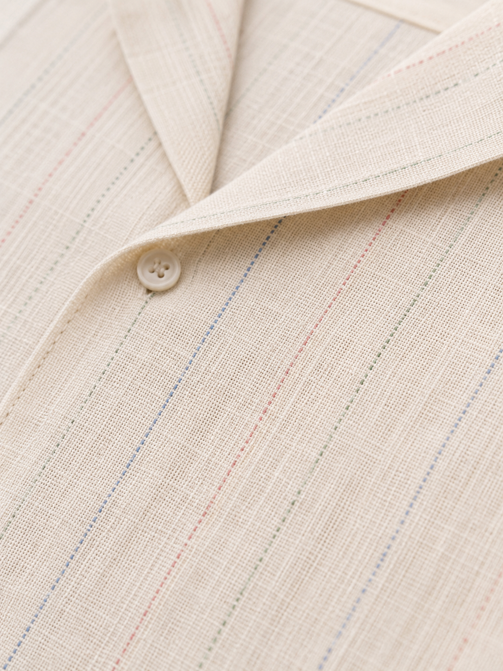 SALLT Men's Off White Linen Cotton Blend Shirt - Half Sleeves - Relaxed Fit