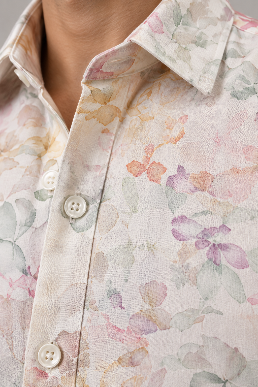SALLT Men's White Multicolour Printed Self Design Shirt - Full Sleeves - Slim Fit