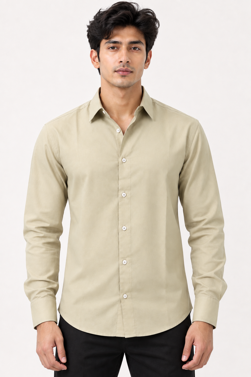 SALLT Men's Green Classic Oxford Cotton Shirt - Full Sleeves - Slim Fit