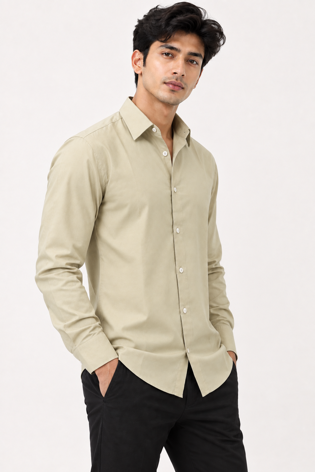 SALLT Men's Green Classic Oxford Cotton Shirt - Full Sleeves - Slim Fit