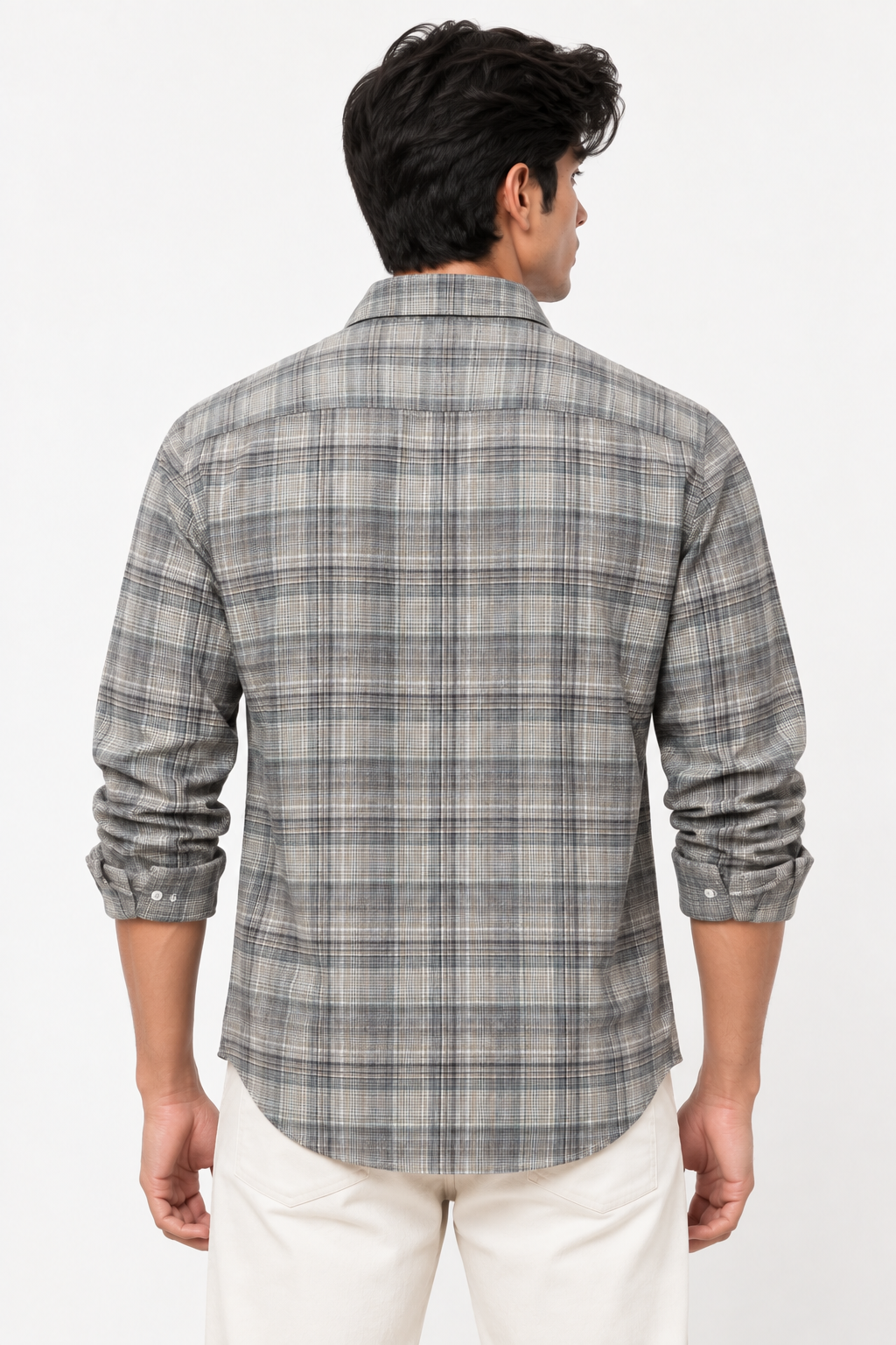 SALLT Men's Grey Textured Cotton Premium Shirt - Full Sleeves - Slim Fit