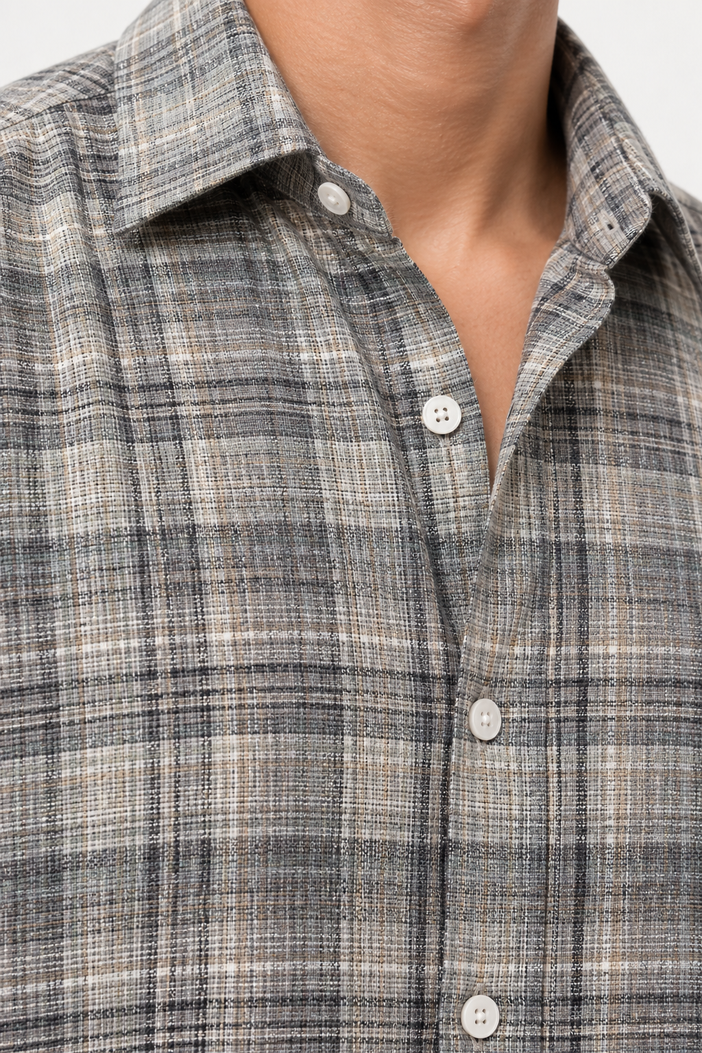 SALLT Men's Grey Textured Cotton Premium Shirt - Full Sleeves - Slim Fit