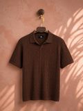 SALLT Brown Knitted Polo Cotton Shirt - Regular Fit