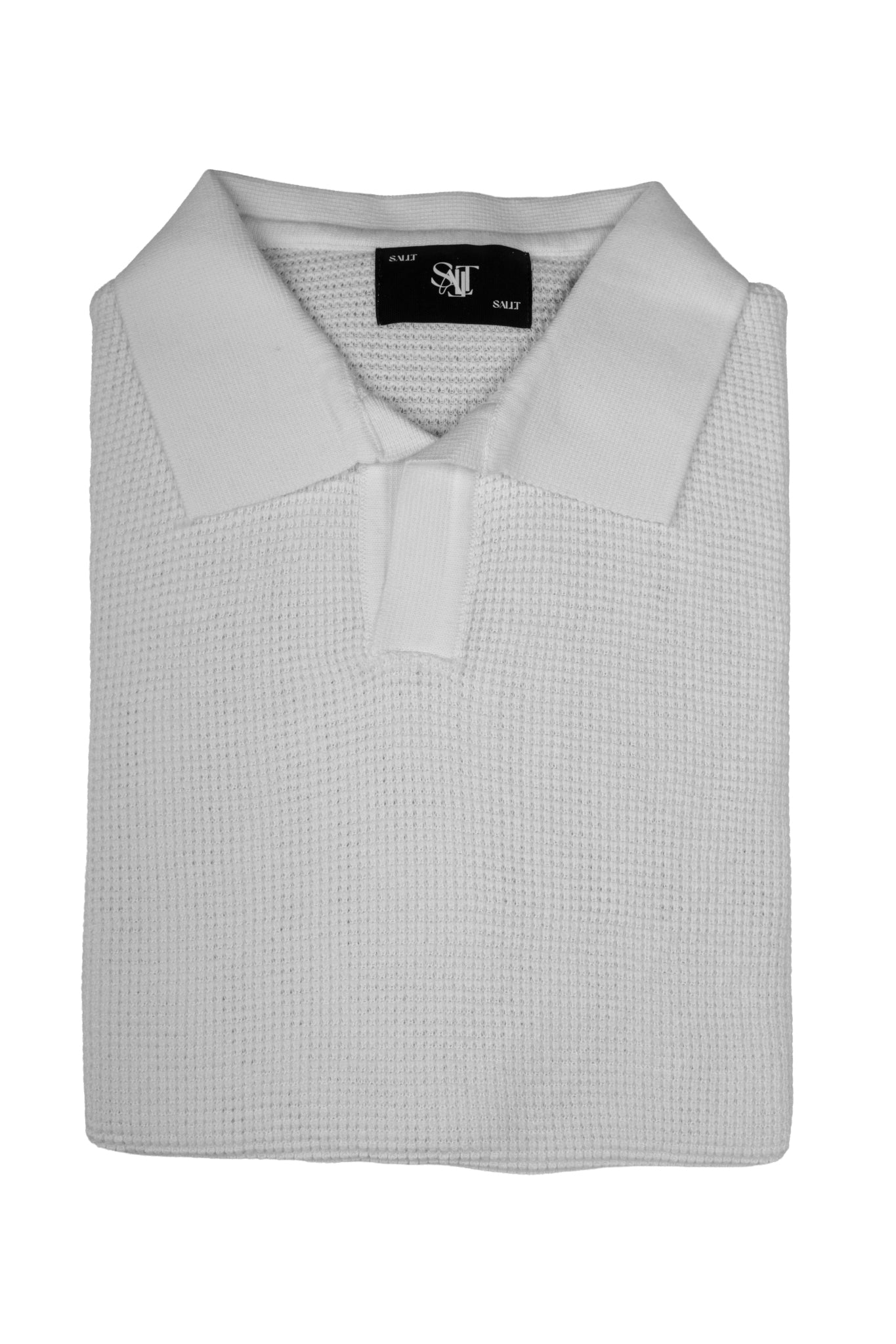 SALLT White Knitted Polo Cotton Shirt - Relaxed Fit