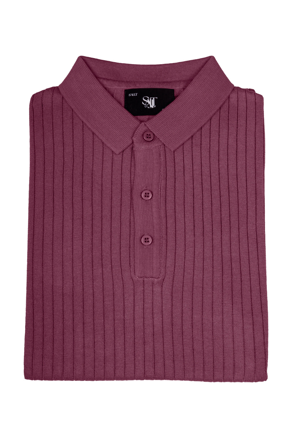 SALLT Maroon Knitted Polo Cotton Shirt - Regular Fit
