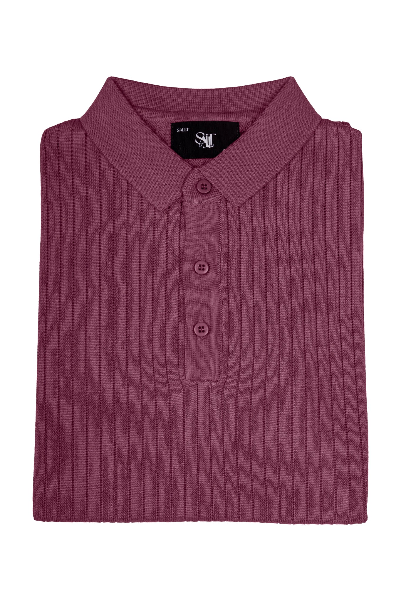 SALLT Maroon Knitted Polo Cotton Shirt - Regular Fit