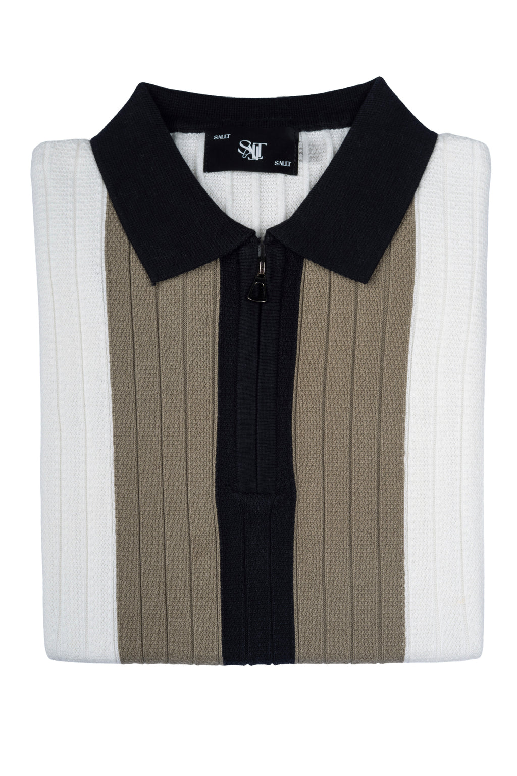 SALLT White Knitted Polo Cotton Shirt - Regular Fit