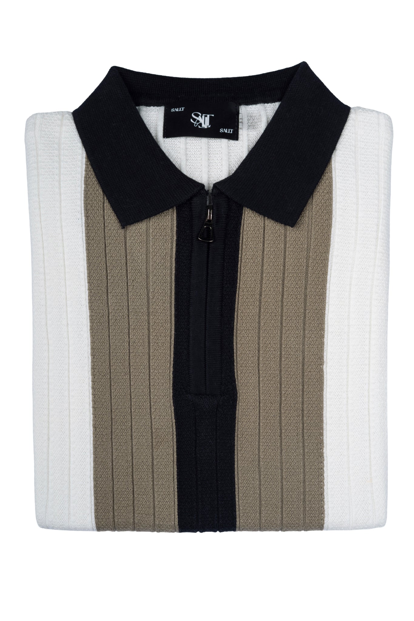 SALLT White Knitted Polo Cotton Shirt - Regular Fit