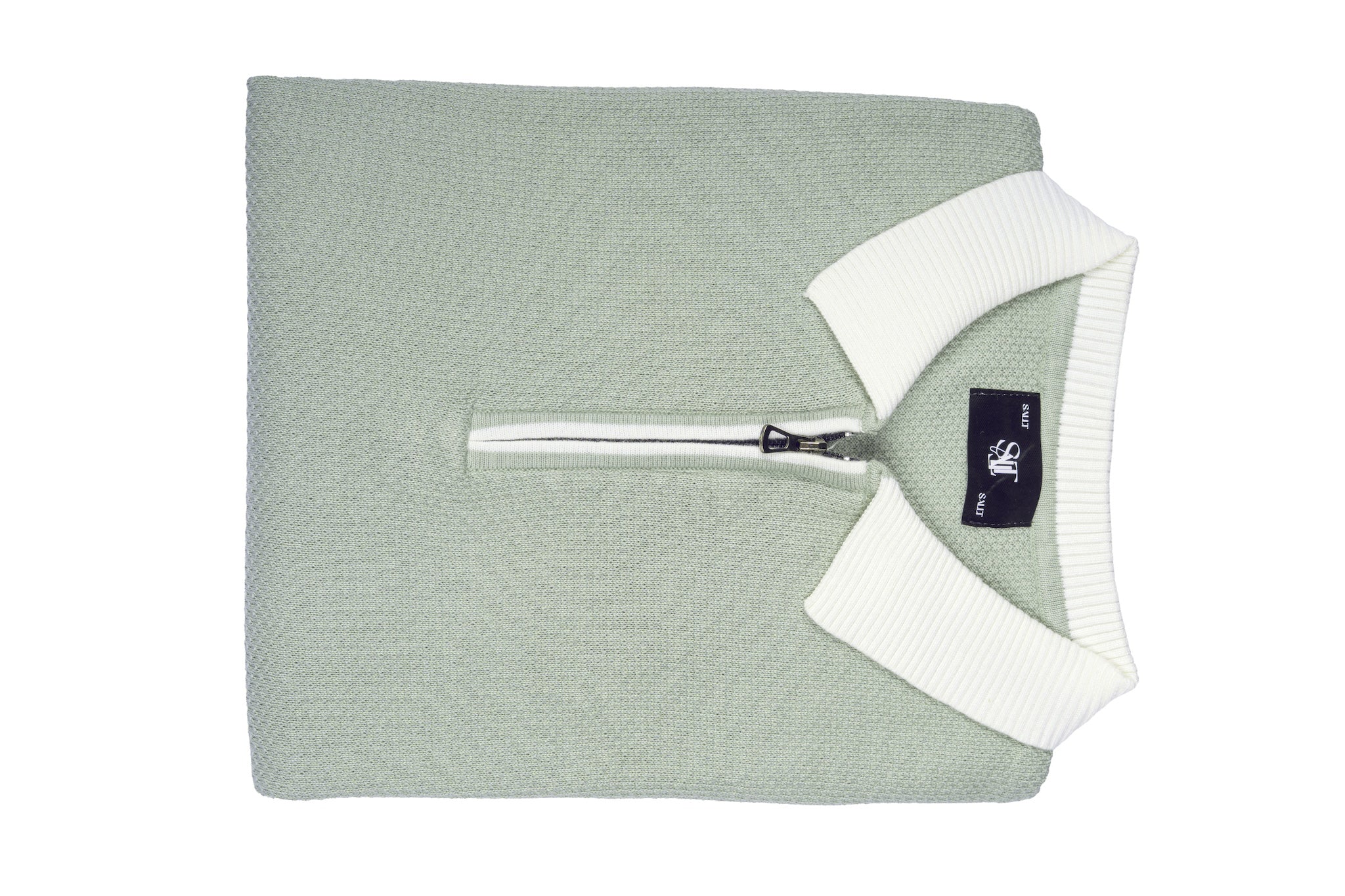 SALLT Green Knitted Polo Cotton Shirt - Regular Fit