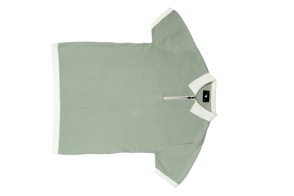 SALLT Green Knitted Polo Cotton Shirt - Regular Fit
