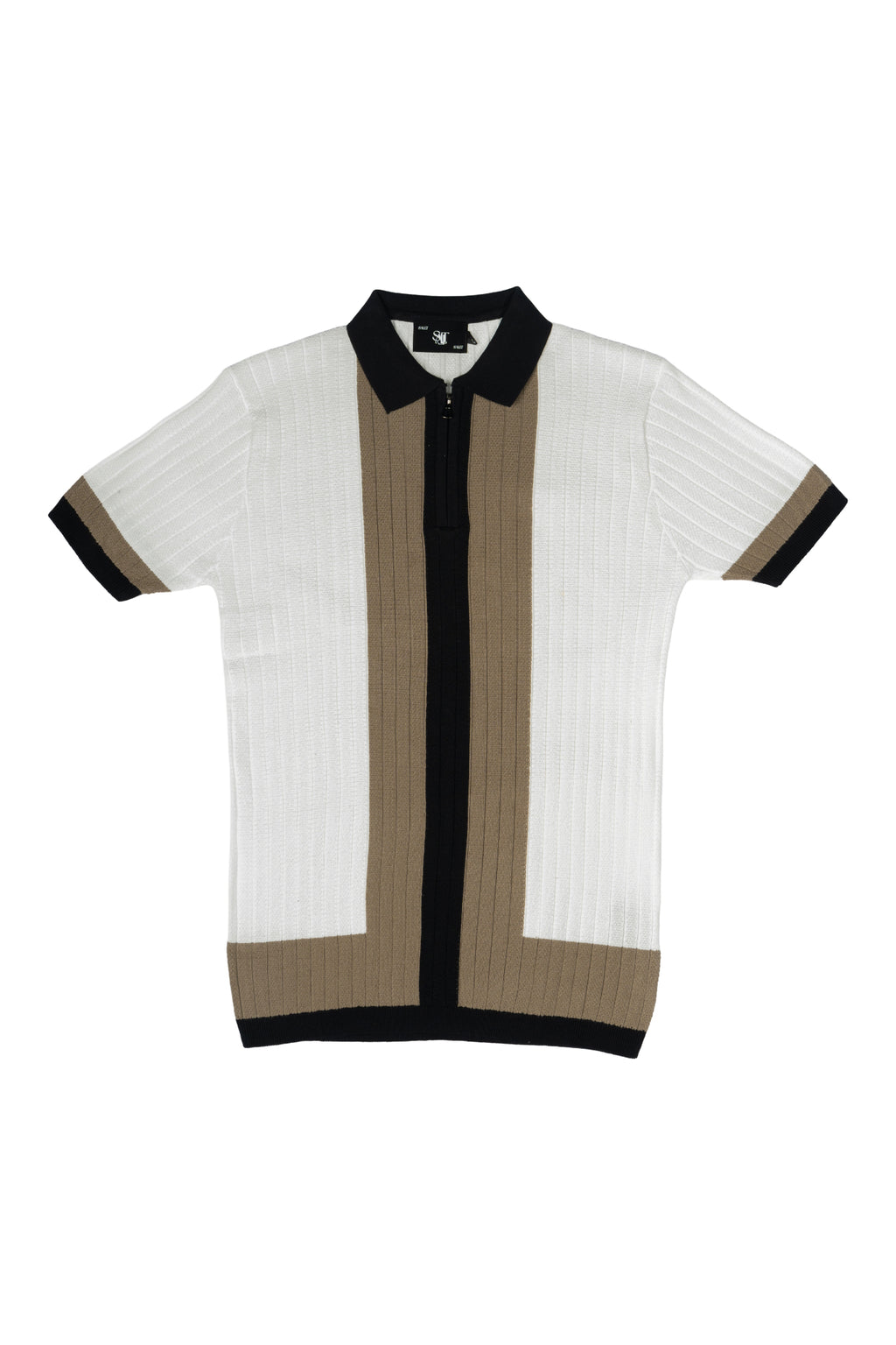 SALLT White Knitted Polo Cotton Shirt - Regular Fit