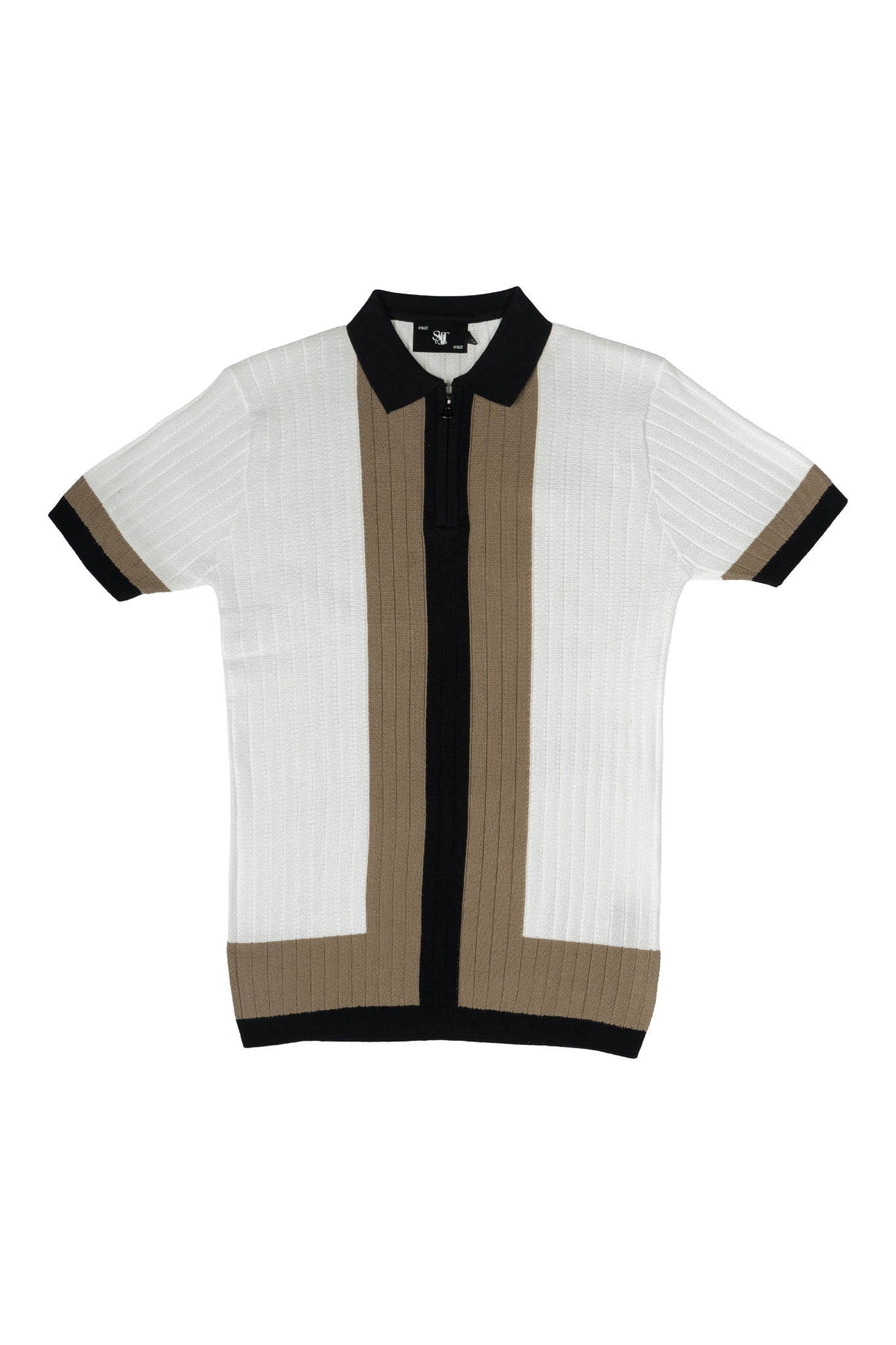 SALLT White Knitted Polo Cotton Shirt - Regular Fit