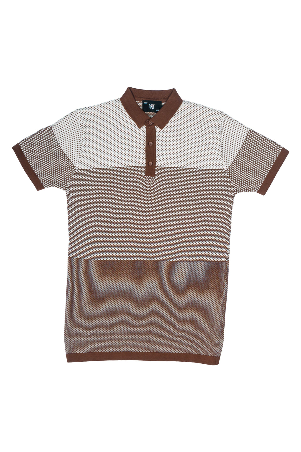 SALLT Brown Knitted Polo Cotton Shirt - Regular Fit
