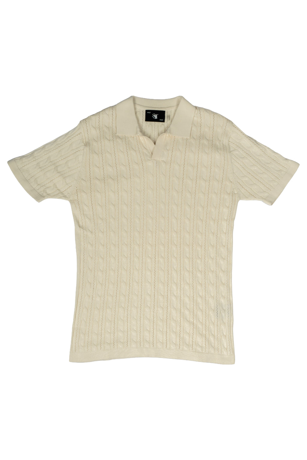 SALLT Cream Knitted Polo Cotton Shirt - Regular Fit