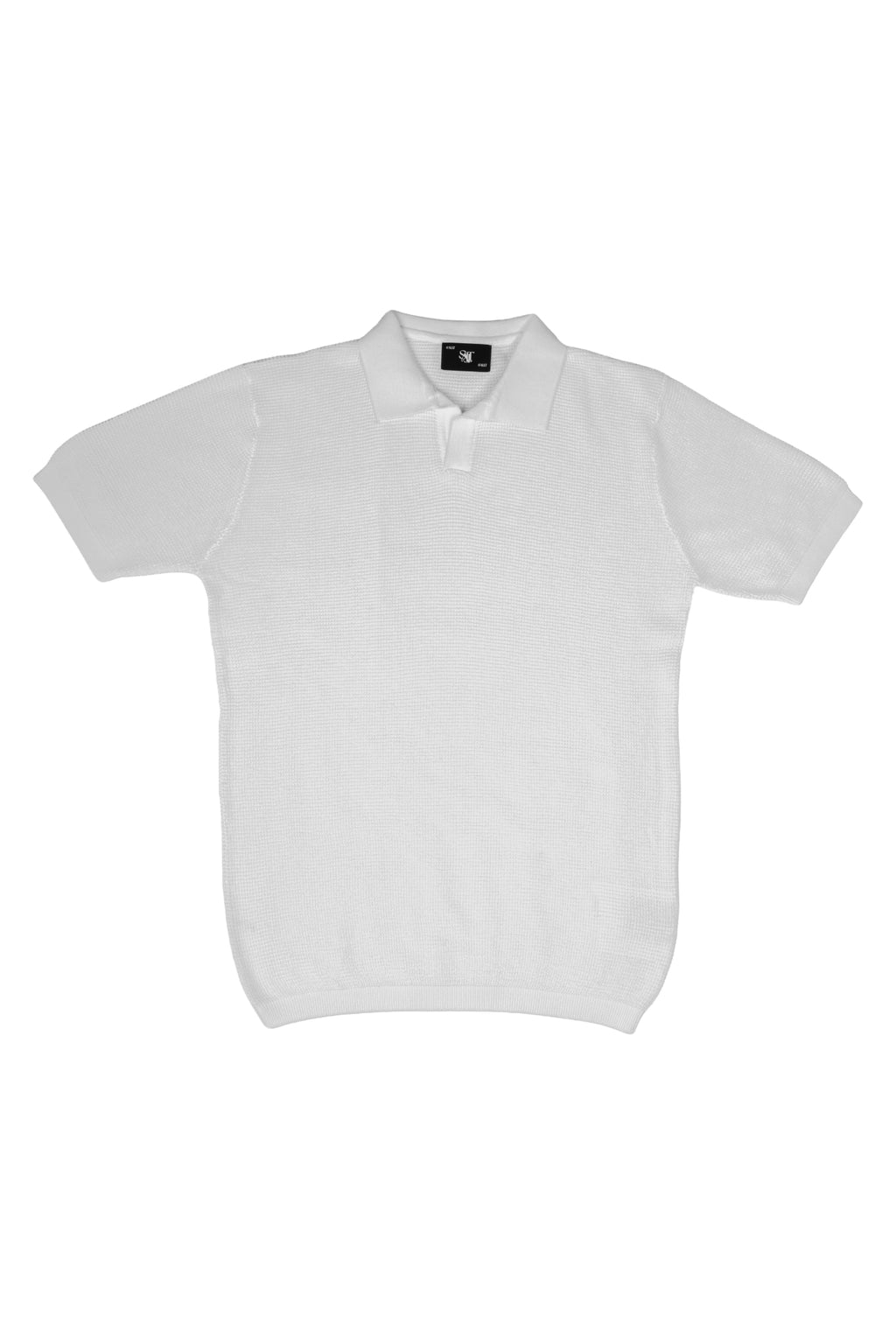 SALLT White Knitted Polo Cotton Shirt - Relaxed Fit