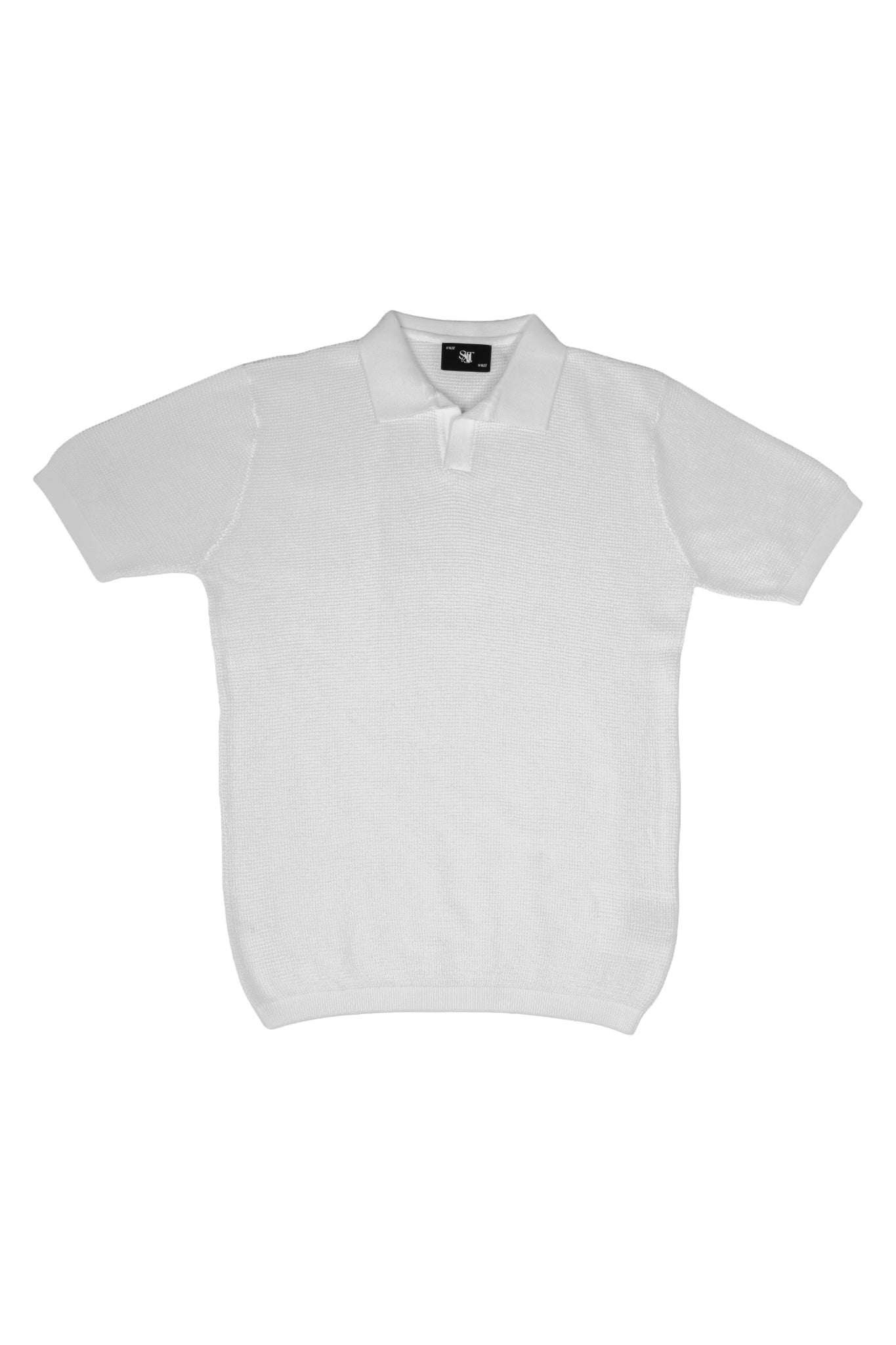 SALLT White Knitted Polo Cotton Shirt - Relaxed Fit
