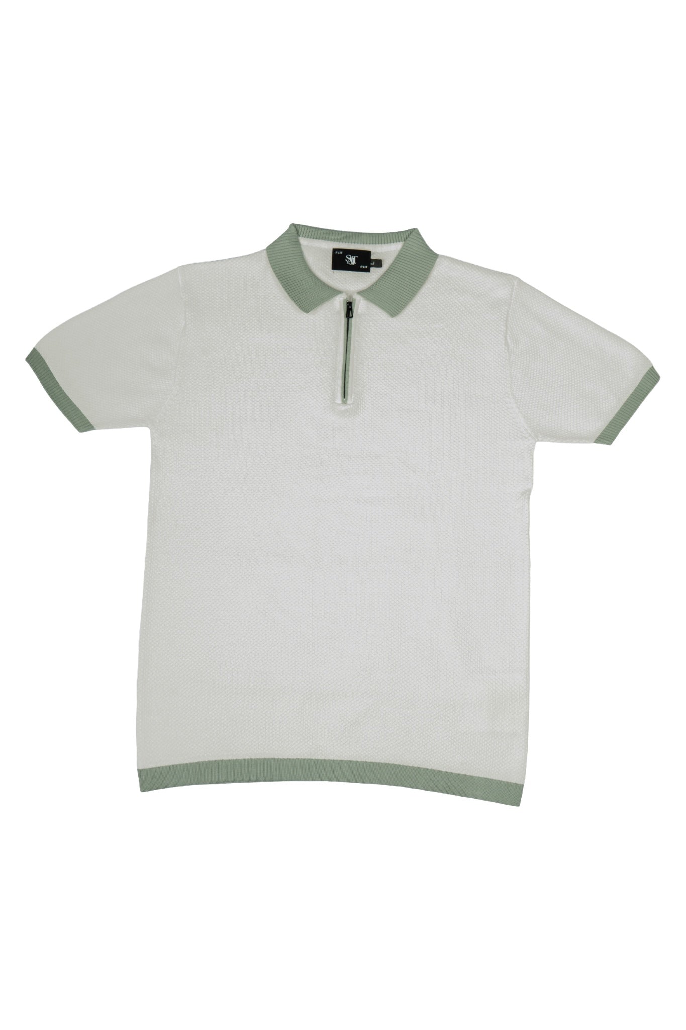 SALLT White Knitted Polo Cotton Shirt - Regular Fit