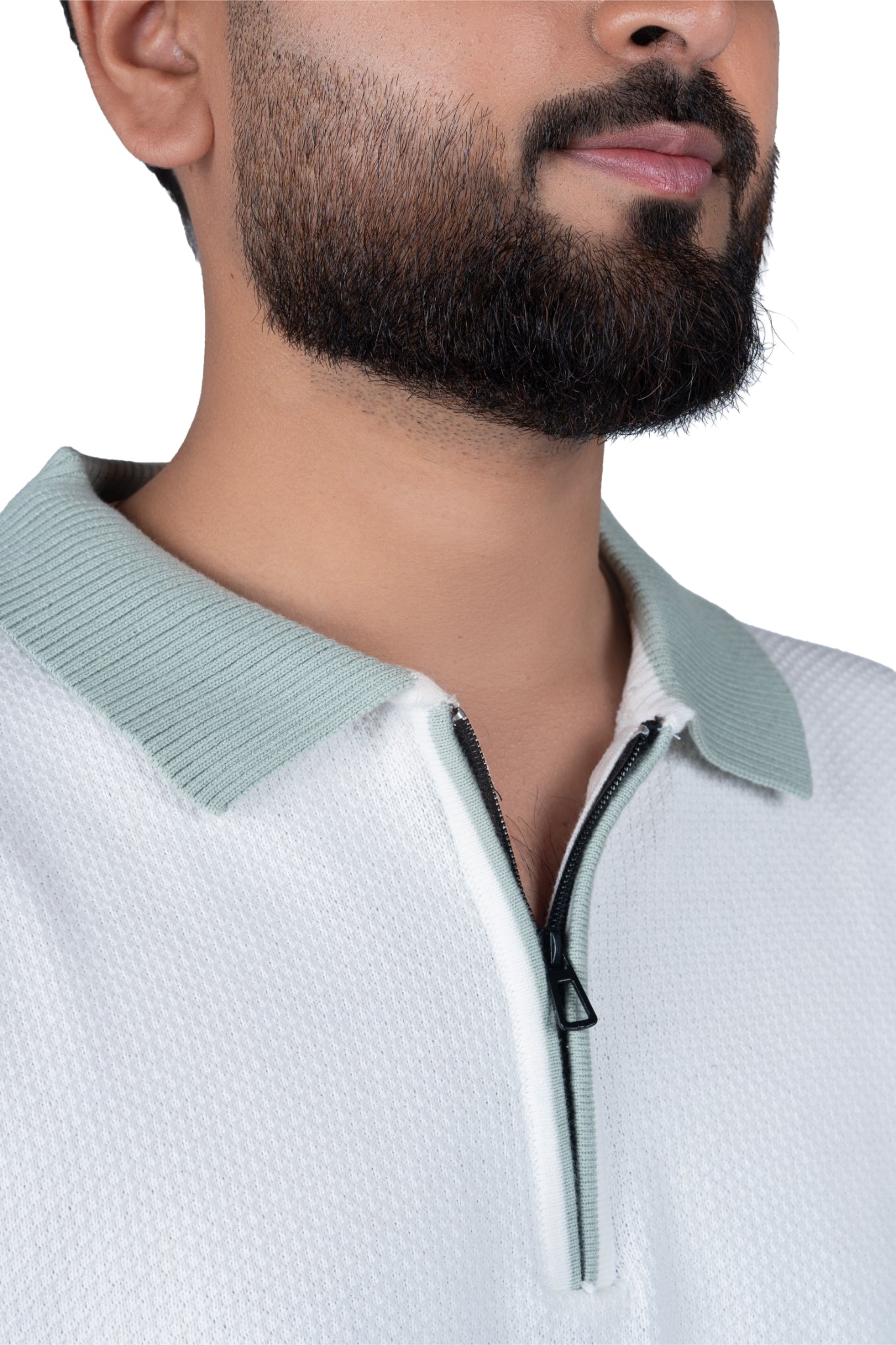 SALLT White Knitted Polo Cotton Shirt - Regular Fit