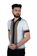 SALLT White Knitted Polo Cotton Shirt - Regular Fit
