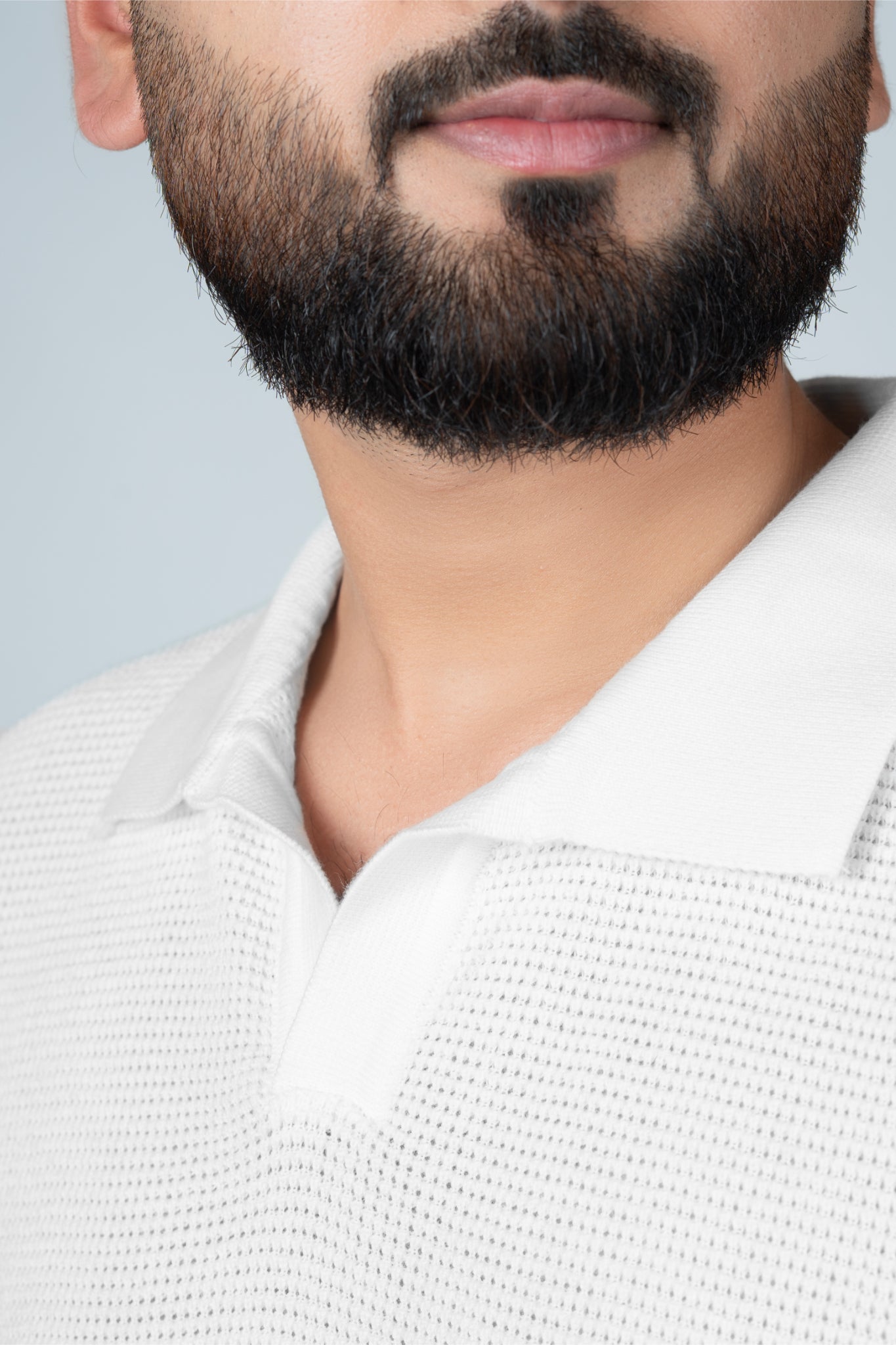 SALLT White Knitted Polo Cotton Shirt - Relaxed Fit