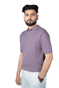 SALLT Wine Knitted Polo Cotton Shirt - Regular Fit