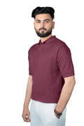 SALLT Maroon Knitted Polo Cotton Shirt - Regular Fit