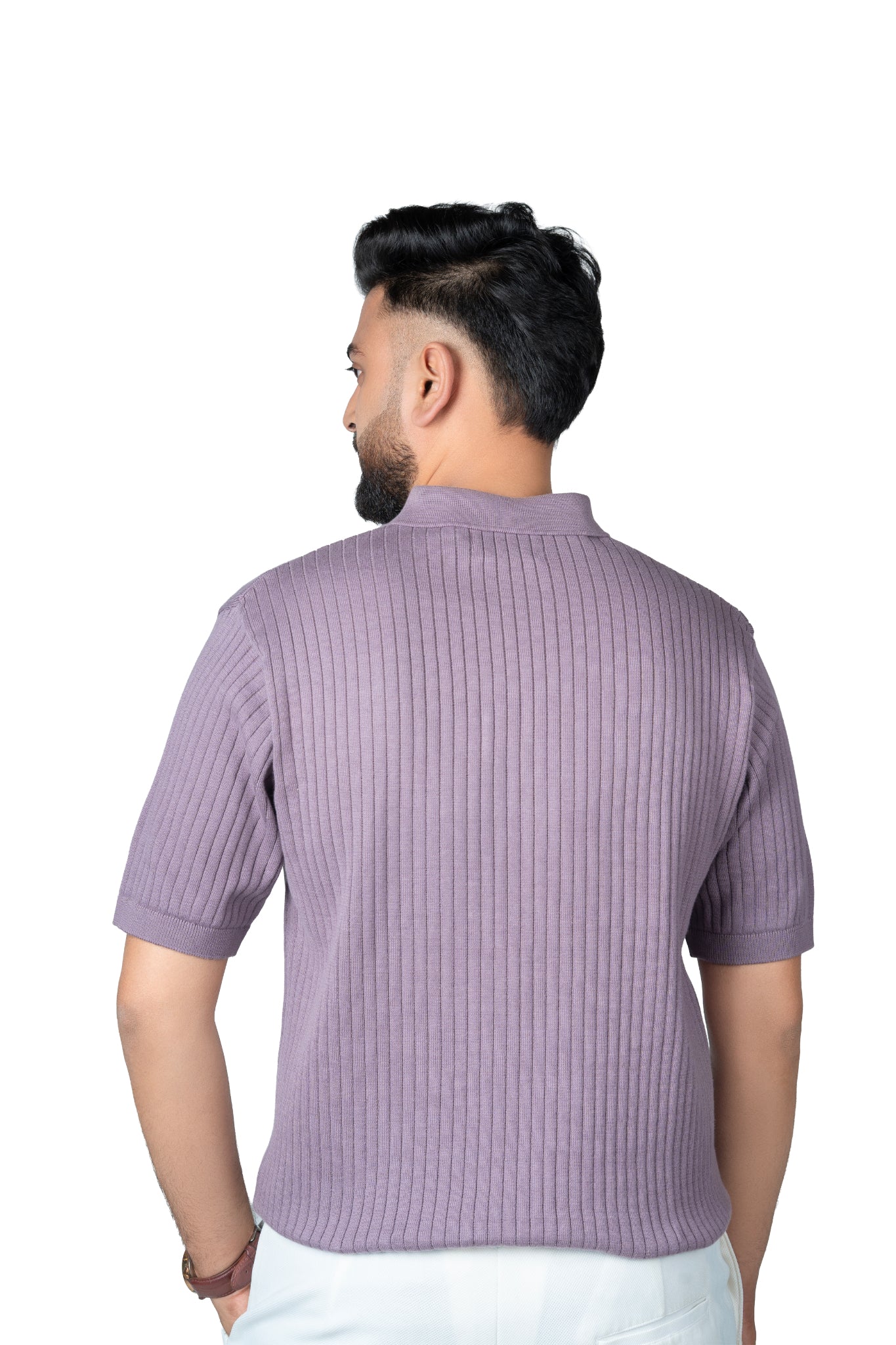 SALLT Wine Knitted Polo Cotton Shirt - Regular Fit