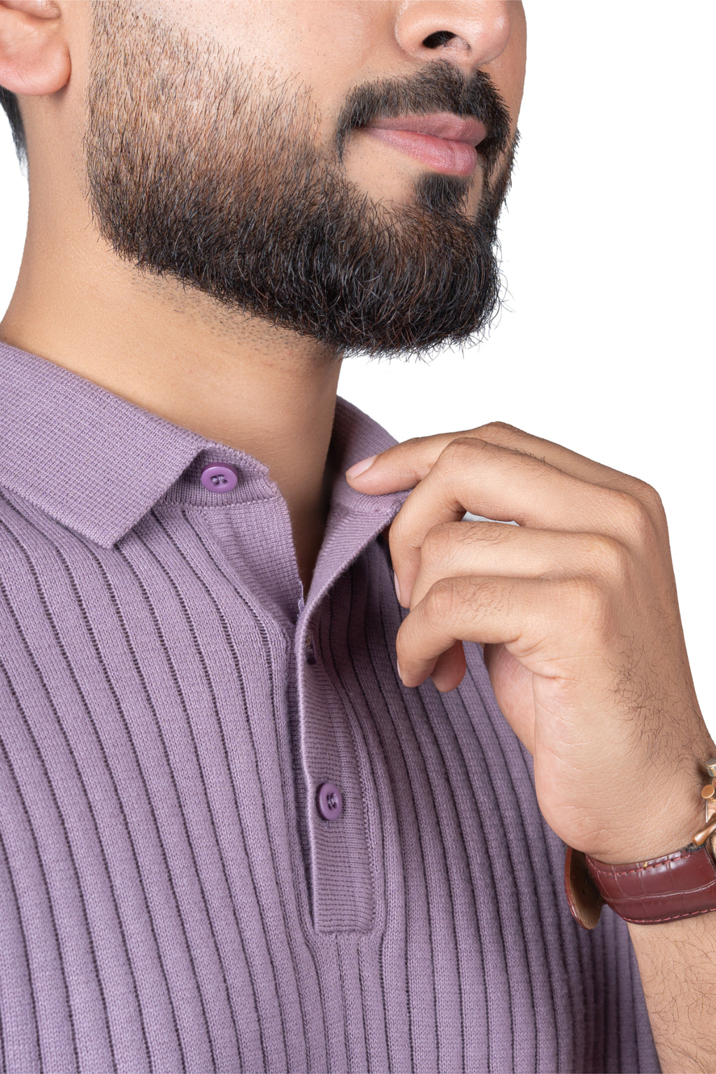 SALLT Wine Knitted Polo Cotton Shirt - Regular Fit