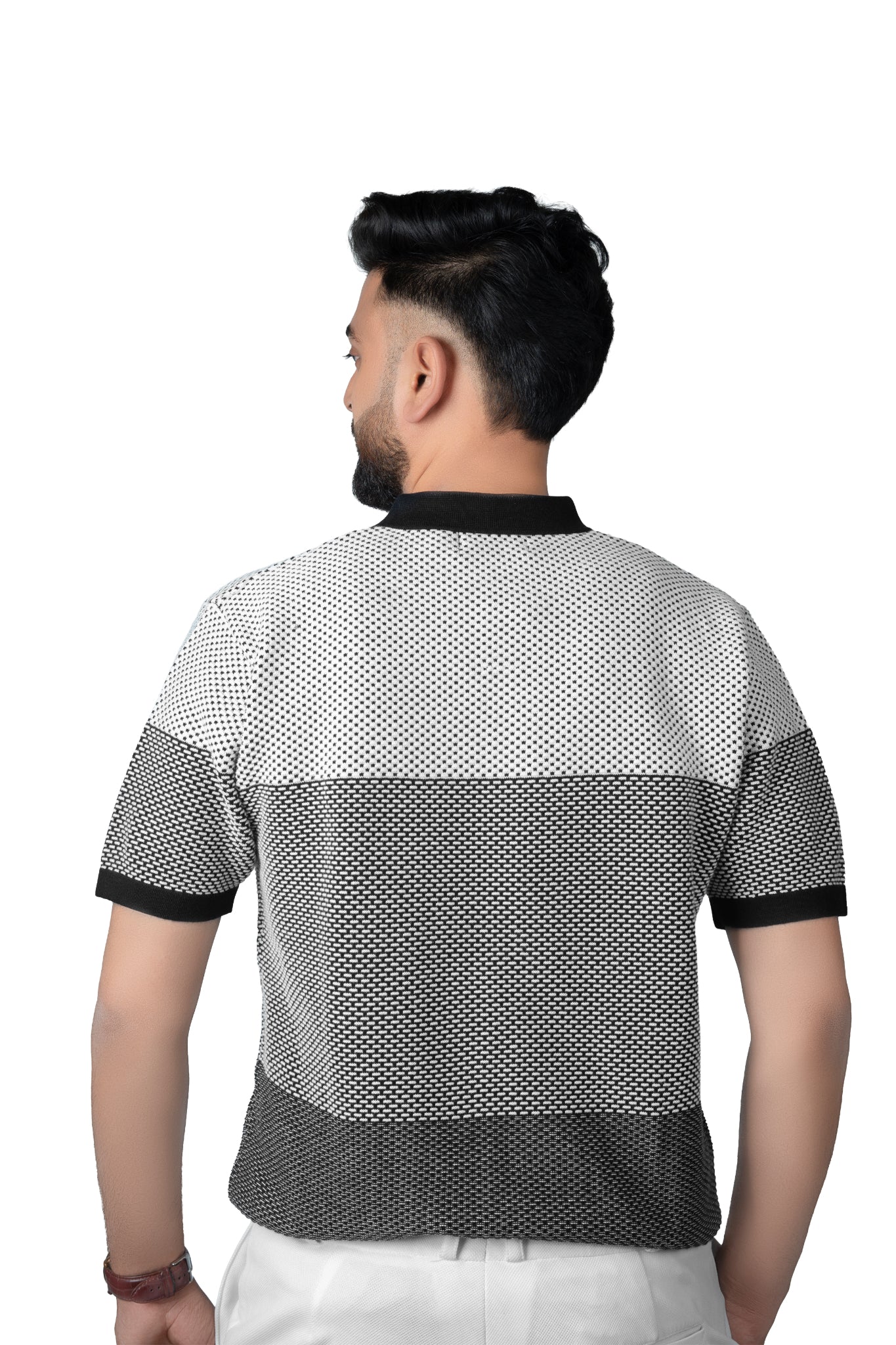 SALLT Black Knitted Polo Cotton Shirt - Regular Fit
