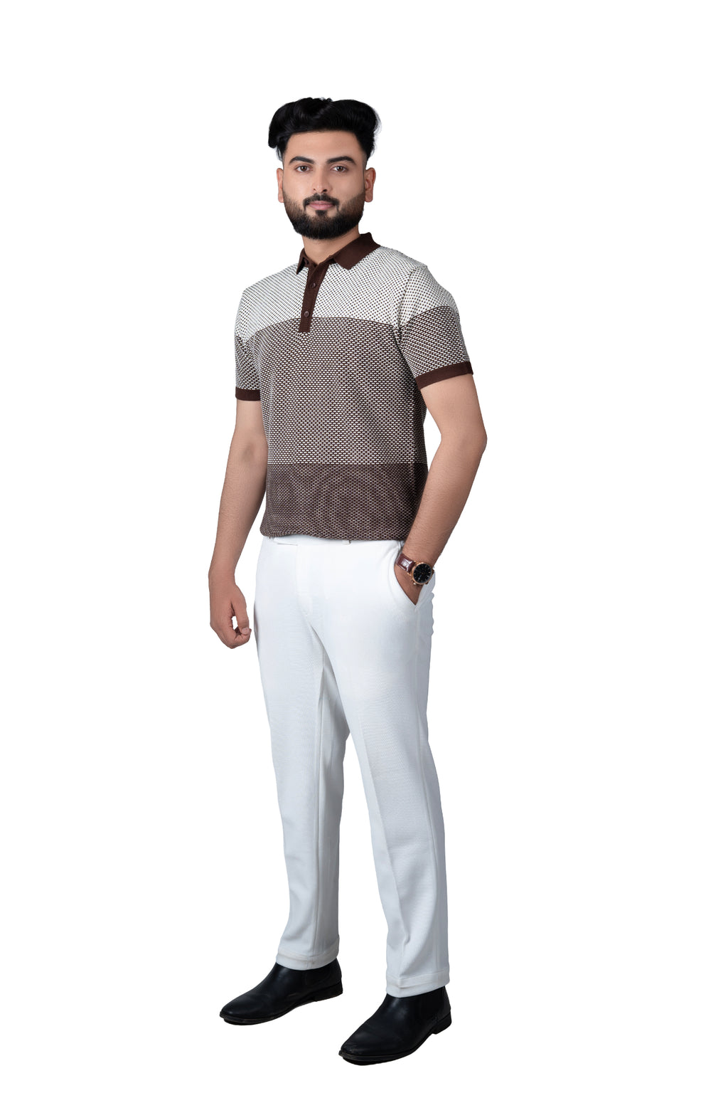 SALLT Brown Knitted Polo Cotton Shirt - Regular Fit