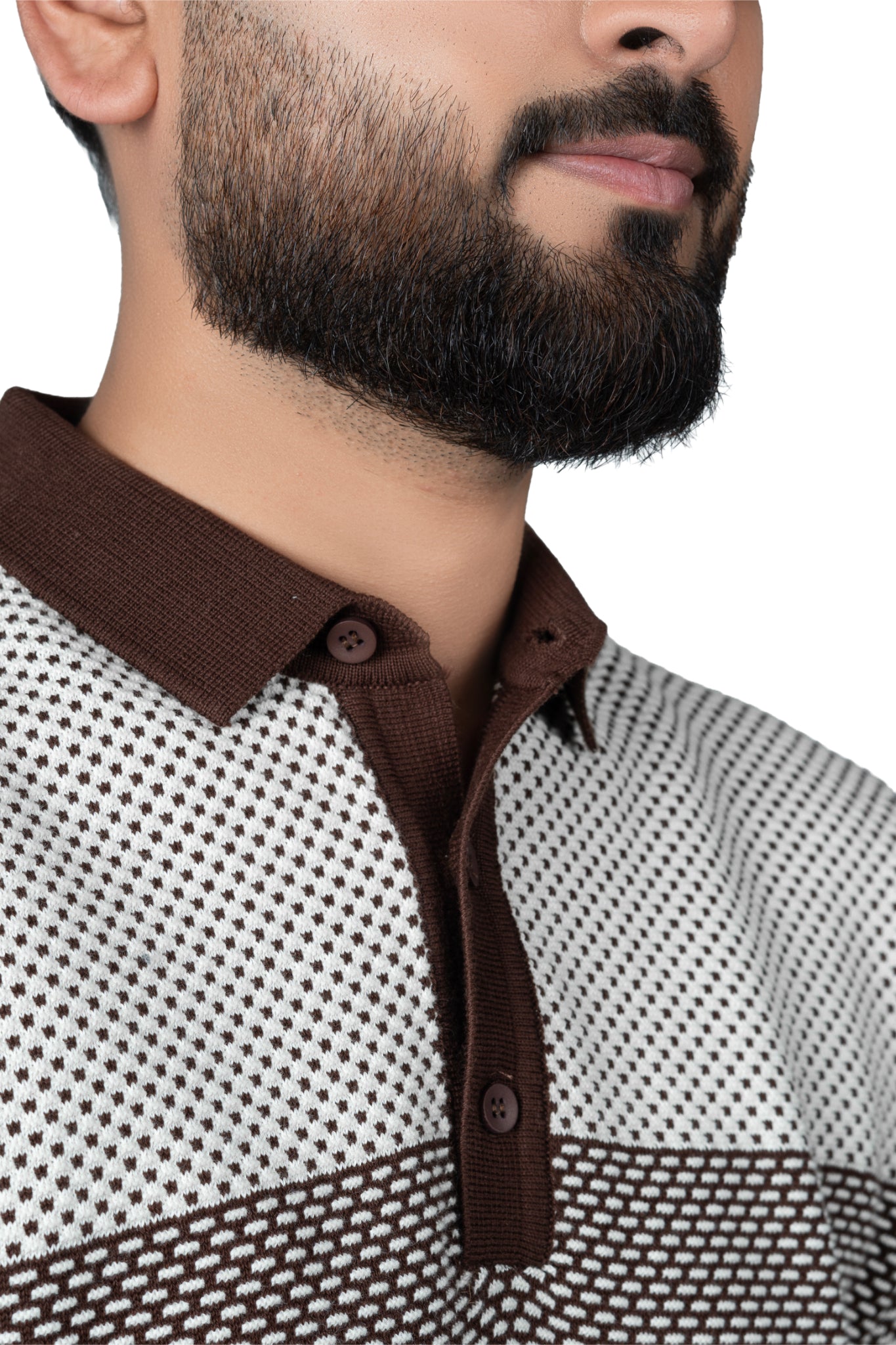 SALLT Brown Knitted Polo Cotton Shirt - Regular Fit