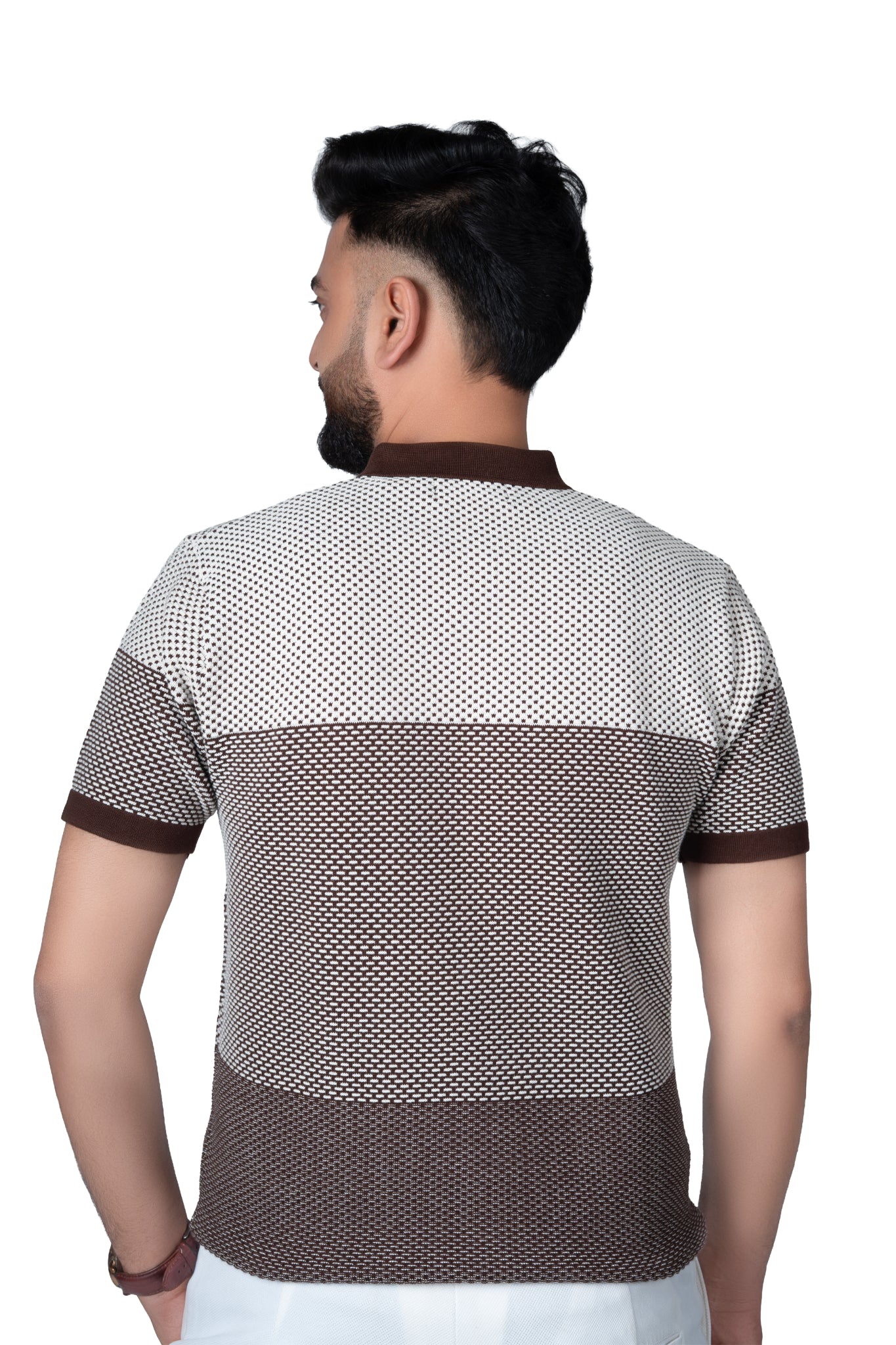 SALLT Brown Knitted Polo Cotton Shirt - Regular Fit