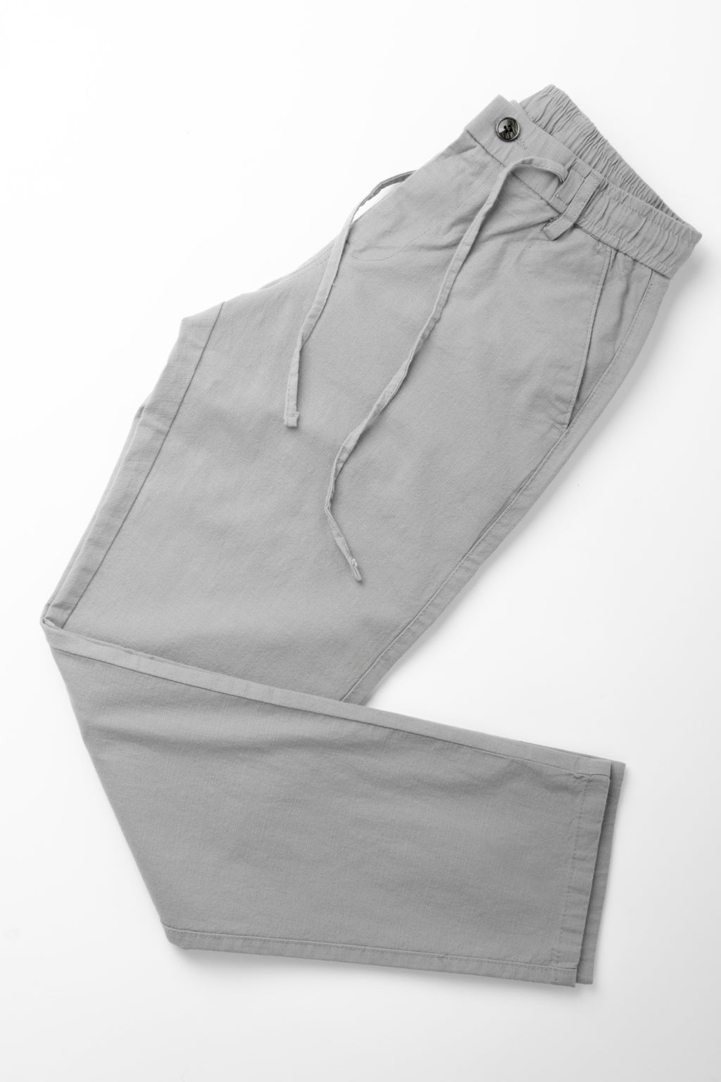 SALLT Grey Cotton Linen Pants - Regular Fit