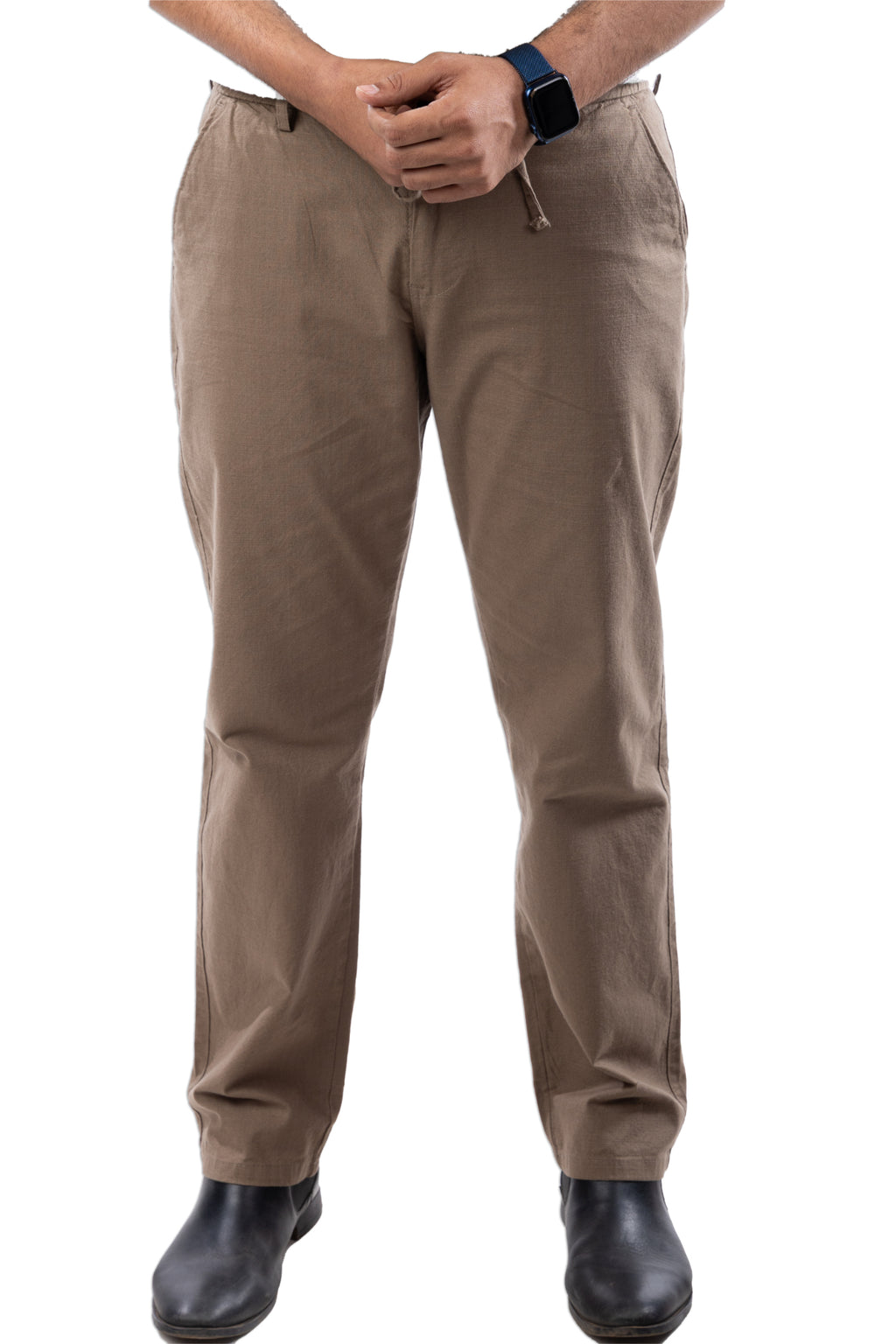 SALLT Khaki Cotton Linen Pants - Regular Fit