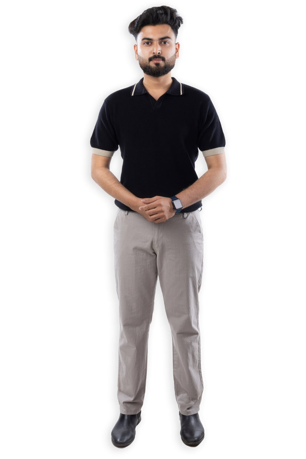 SALLT Grey Cotton Linen Pants - Regular Fit