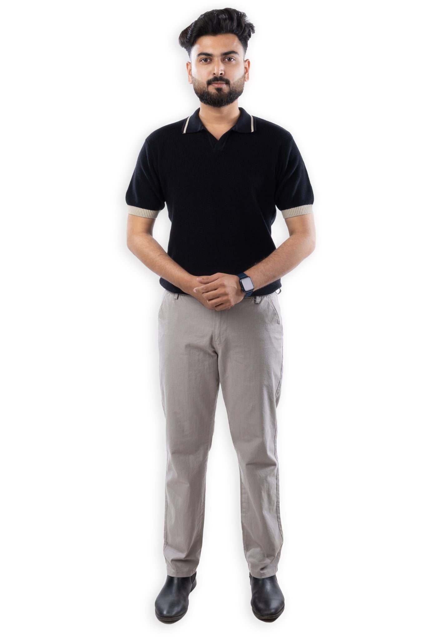 SALLT Grey Cotton Linen Pants - Regular Fit