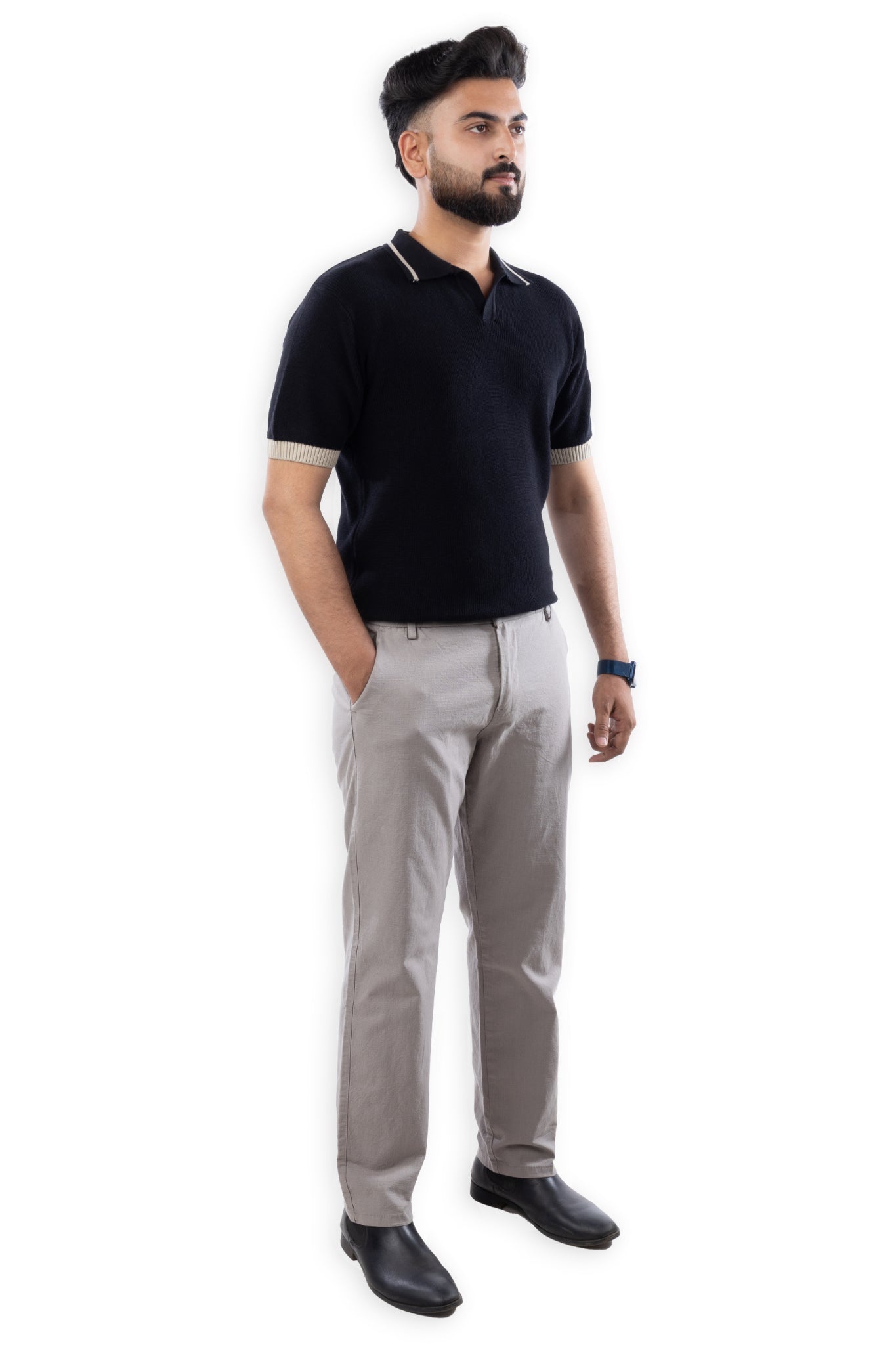 SALLT Grey Cotton Linen Pants - Regular Fit