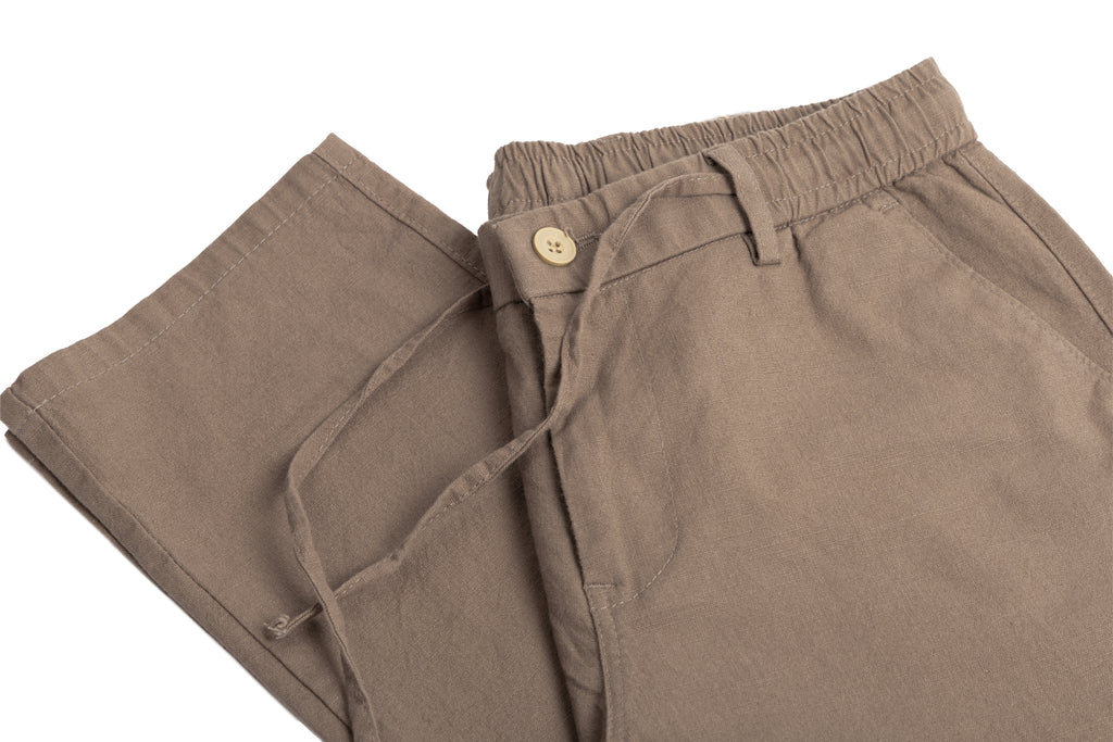 SALLT Khaki Cotton Linen Pants - Regular Fit