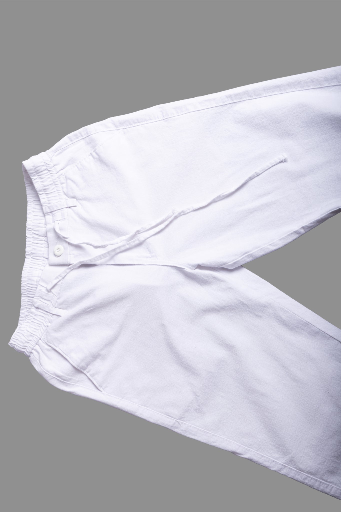 SALLT White Cotton Linen Pants - Regular Fit
