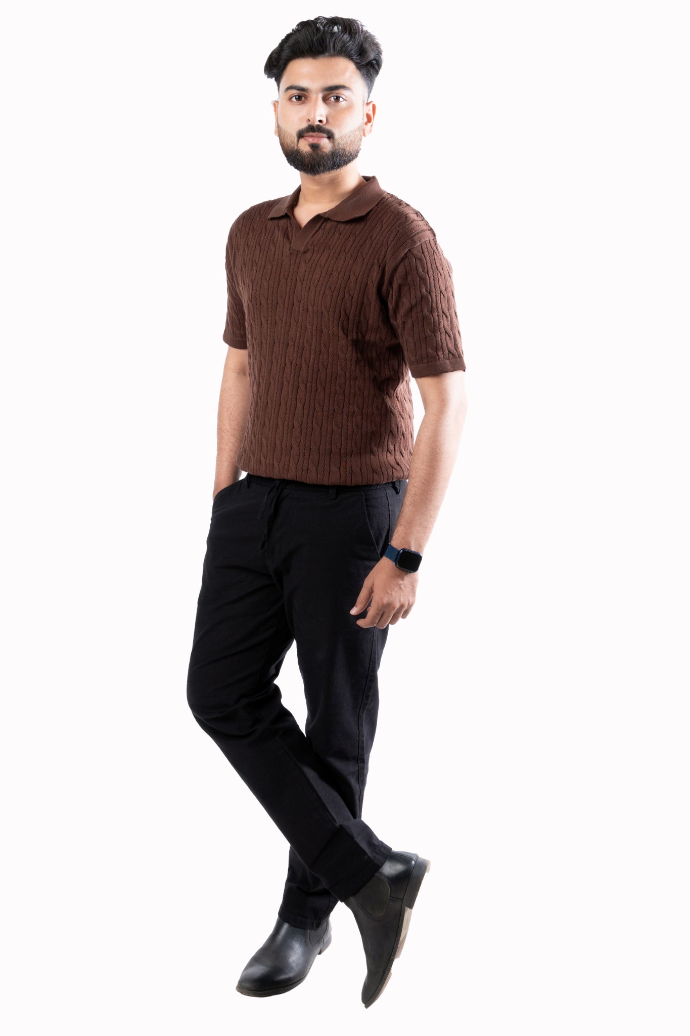 SALLT Black Cotton Linen Pants - Regular Fit