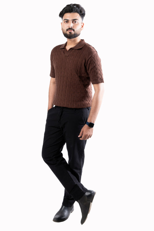 SALLT Black Cotton Linen Pants - Regular Fit