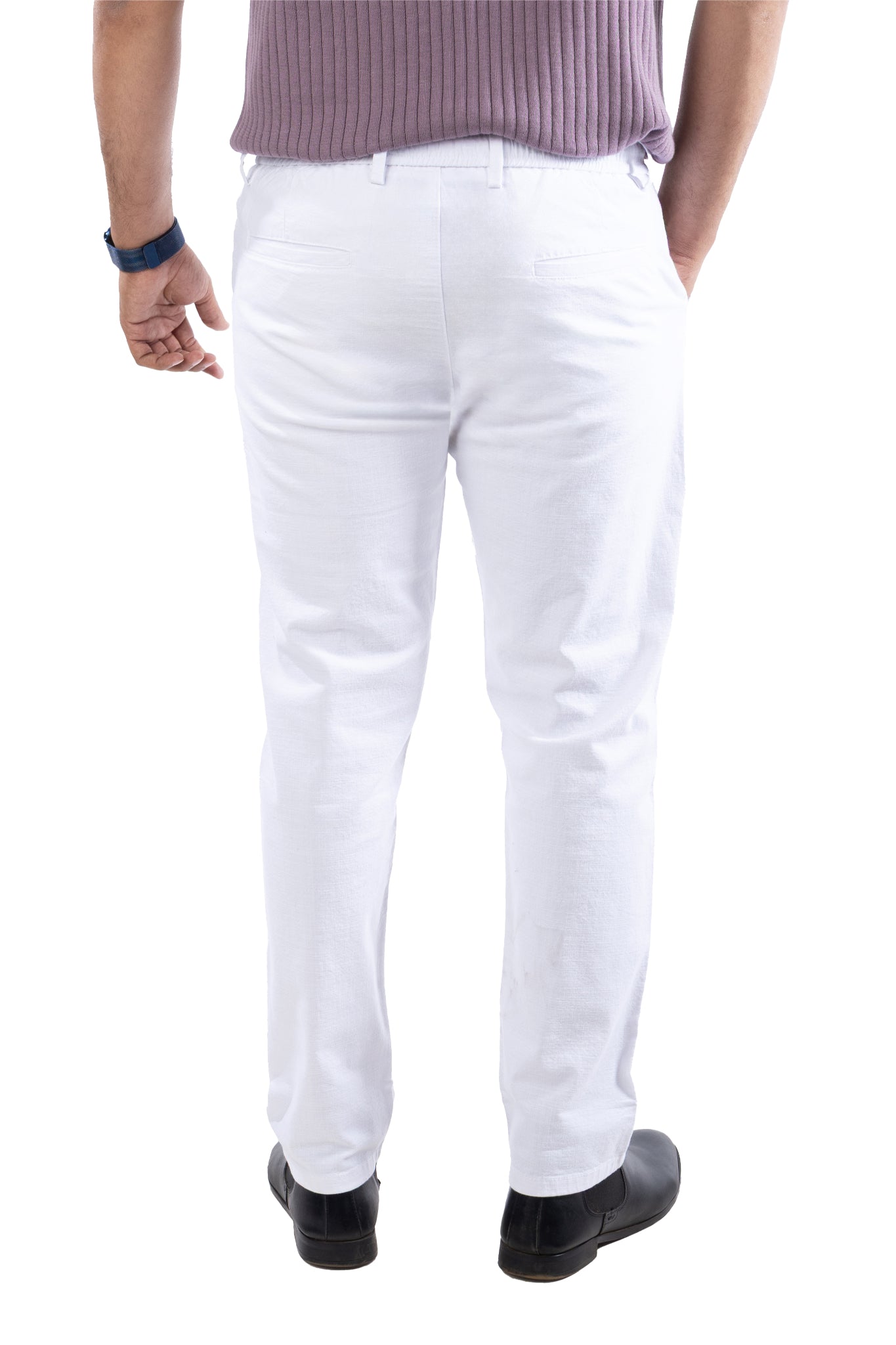 SALLT White Cotton Linen Pants - Regular Fit