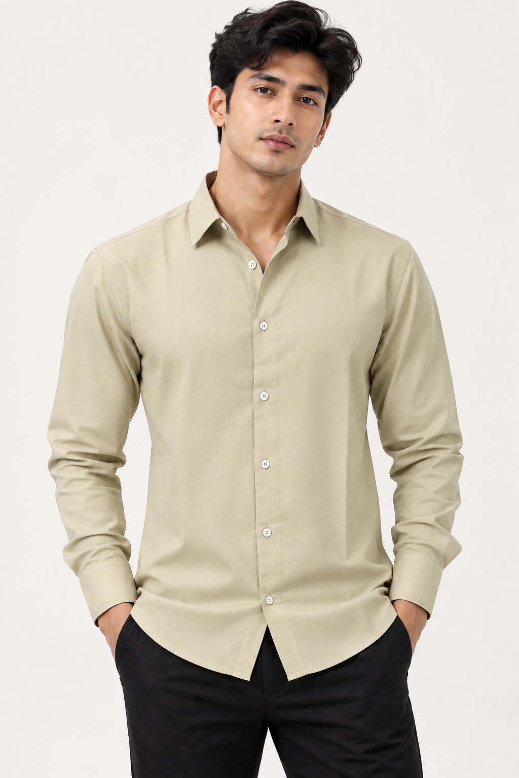 SALLT Men's Green Classic Oxford Cotton Shirt - Full Sleeves - Slim Fit