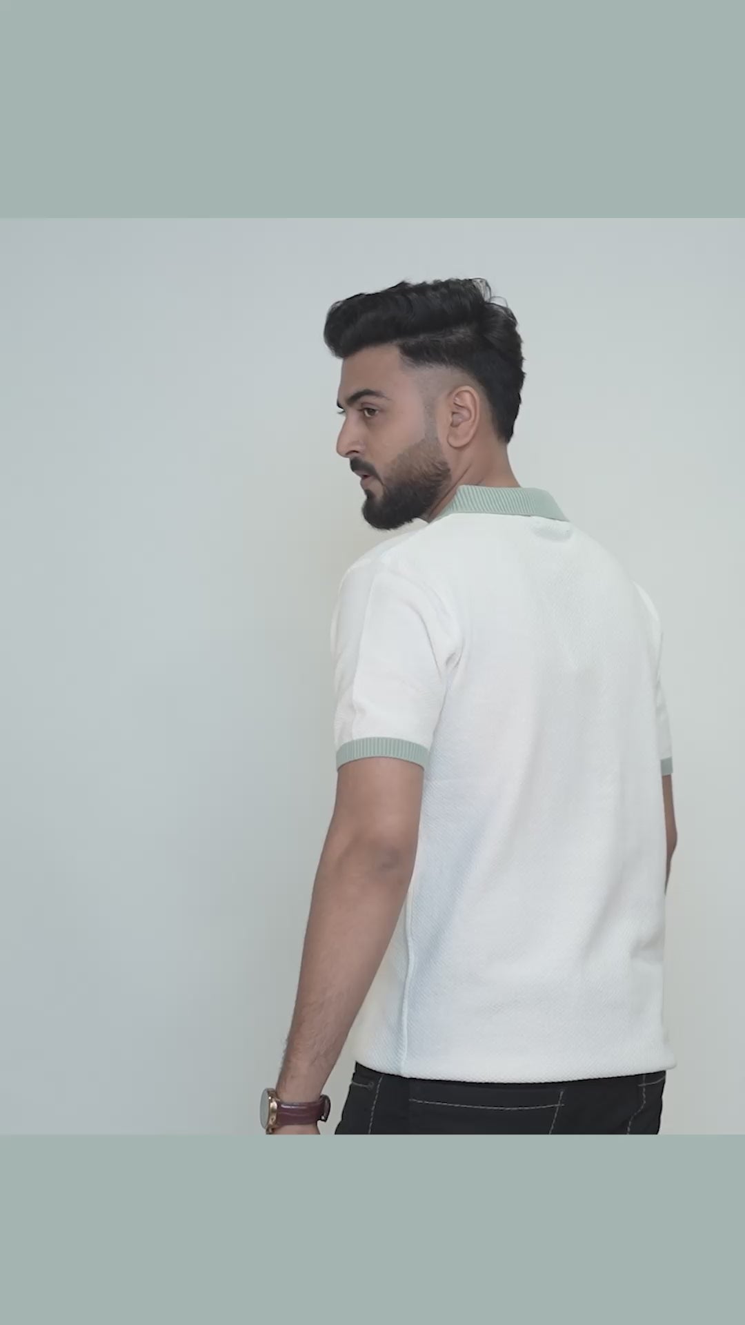 SALLT White Knitted Polo Cotton Shirt - Regular Fit