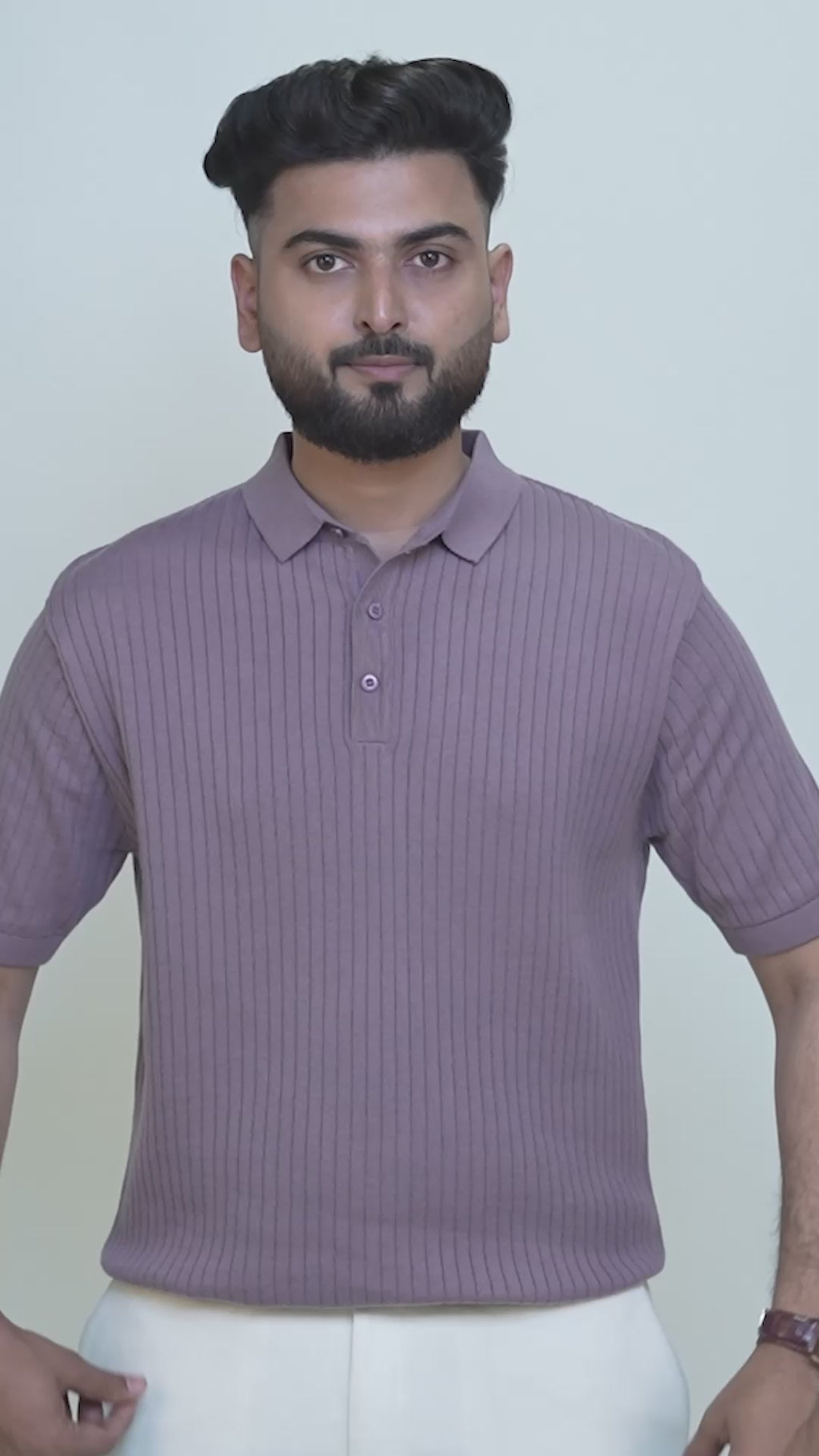 SALLT Wine Knitted Polo Cotton Shirt - Regular Fit
